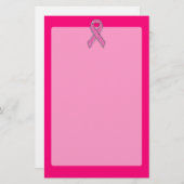 Chrome Beloofde glitterstijl Roze lintbewustzijn Briefpapier (Voorkant / Achterkant)