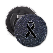 Chrome Black Ribbon Awareness Midnight Blue Button Flesopener (Voorkant)
