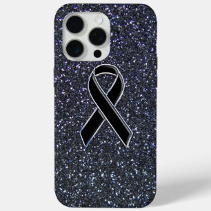Chrome Black Ribbon Awareness Midnight Blue iPhone 15 Pro Max Hoesje
