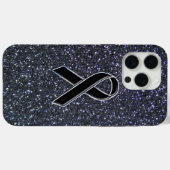 Chrome Black Ribbon Awareness Midnight Blue Case-Mate iPhone Case (Achterkant (horizontaal))