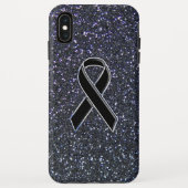 Chrome Black Ribbon Awareness Midnight Blue Case-Mate iPhone Case (Achterkant)