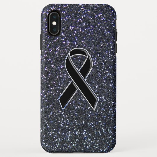 Chrome Black Ribbon Awareness Midnight Blue Case-Mate iPhone Case (Achterkant)