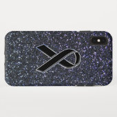 Chrome Black Ribbon Awareness Midnight Blue Case-Mate iPhone Case (Achterkant (horizontaal))