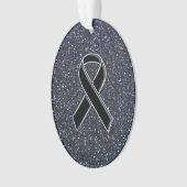 Chrome Black Ribbon Awareness Midnight Blue Ornament (voorkant)