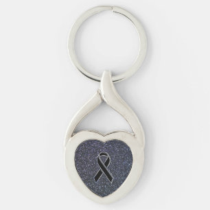 Chrome Black Ribbon Awareness Midnight Blue Sleutelhanger
