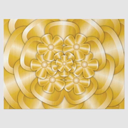 Chrome Bloemen - Gouden Weefseldocument Tissuepapier (Voorkant)