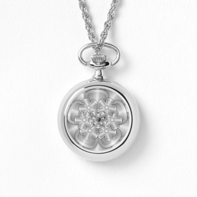 Chrome Bloemen - Zilver horloge (Voorkant)