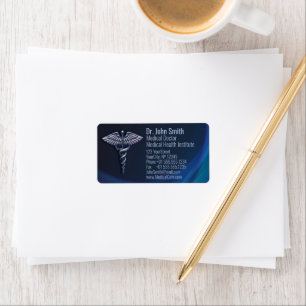 Chrome Caduceus Dark Holographic 3D Medical Etiket