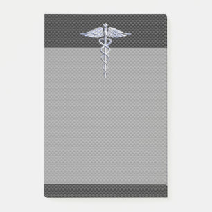 Chrome Caduceus Medical Symbool Carbon Fiber Decor Post-it® Notes