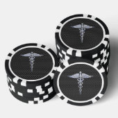 Chrome Caduceus Medical Symbool Carbon Fiber Print Poker Chips (Opstapeling)