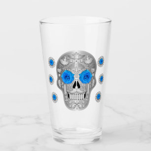 Chrome Calavera (blauw Roos) Glas