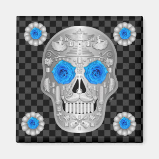 Chrome Calavera (Blue Rose) Drank Onderschot Magneet