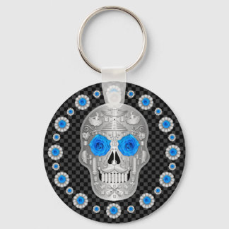 Chrome Calavera (Blue Rose)  Sleutelhanger