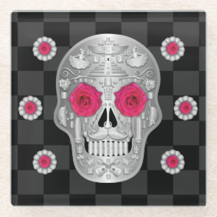 Chrome Calavera Glass Onderzetter