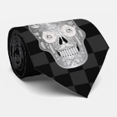 Chrome Calavera (Rose blanche) Cravate (Roulé)