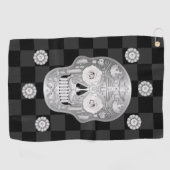 Chrome Calavera (Rose blanche) serviette de golf (Horizontal)