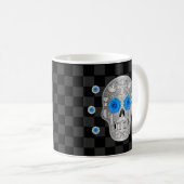 Chrome Calavera (Rose bleu) Café Mug (Devant droit)