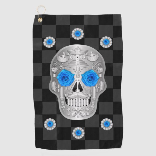 Chrome Calavera (Rose Bleu) serviette de golf (Devant)