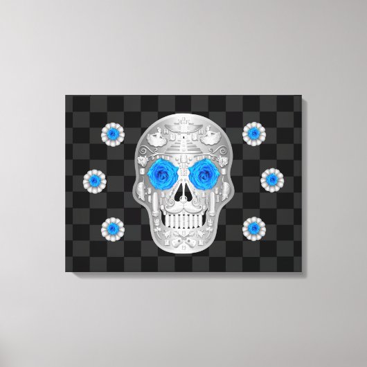 Chrome Calavera (Rose bleu) toile Imprimer (Recto)