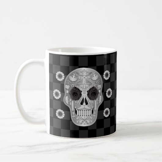 Chrome Calavera (Rose noir) Café Mug (Gauche)