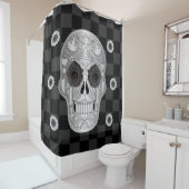 Chrome Calavera (Rose noir) Douche rideau (En situation)