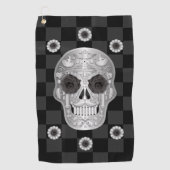 Chrome Calavera (Rose noir) serviette de golf (Devant)
