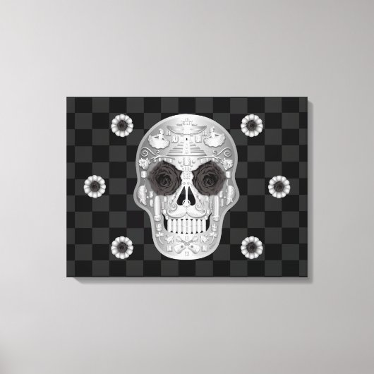 Chrome Calavera (Rose noir) toile Imprimer (Recto)