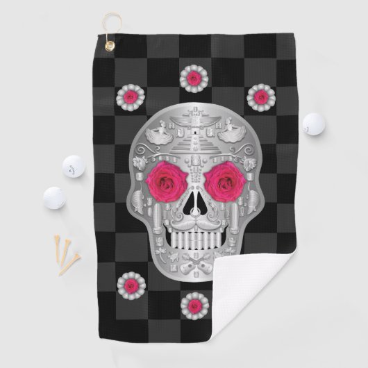 Chrome Calavera (Rose rose) serviette de golf (En situation)