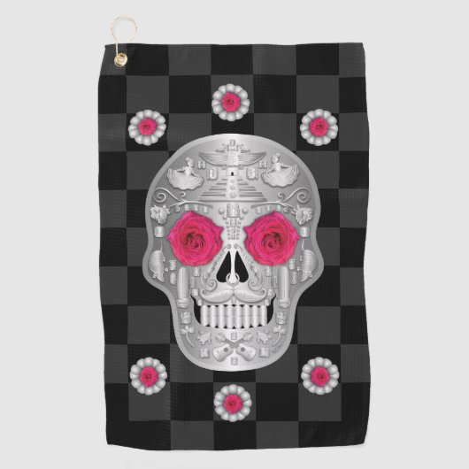 Chrome Calavera (Rose rose) serviette de golf (Devant)