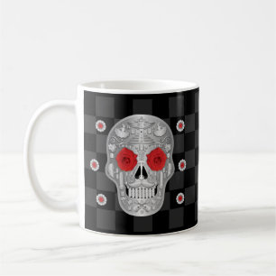 Chrome Calavera (Rose rouge) Café Mug