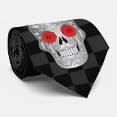 Chrome Calavera (Rose rouge) Cravate (Roulé)
