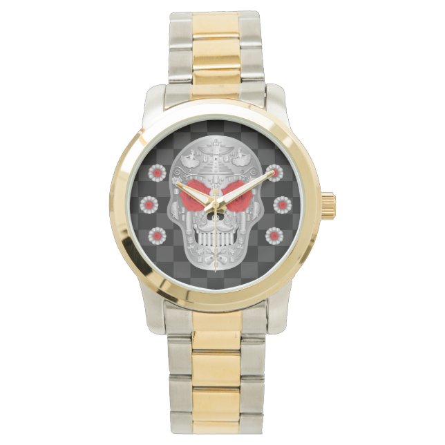 Chrome Calavera (Rose rouge) Montre (devant)