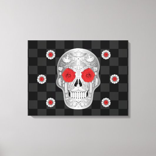 Chrome Calavera (Rose rouge) toile Imprimer (Recto)