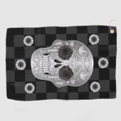 Chrome Calavera (Zwarte Roos) Golfhanddoek (Horizontaal)