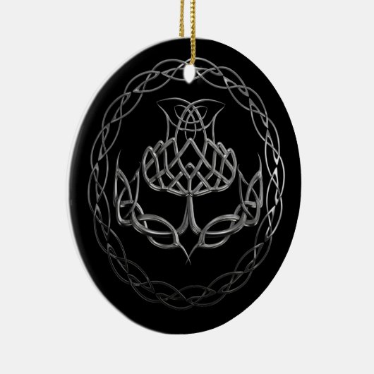 Chrome Celtic Knot Thistle Keramisch Ornament (Rechts)