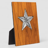 Chrome Comme étoile nautique sur la plaque de teck (Côté)