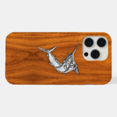 Chrome comme un marlin sur décoration en teck (Verso Horizontal)