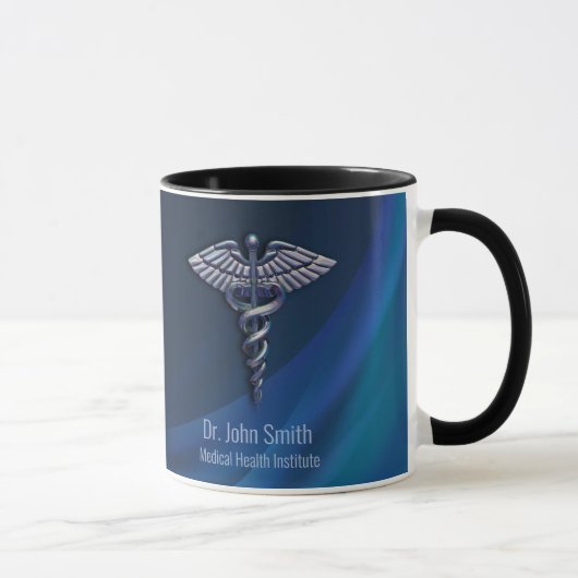 Chrome Dark Holographic 3D Medical Caduceus Mok (Rechts)