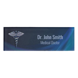 Chrome Dark Holographic 3D Medical Caduceus Naambadge