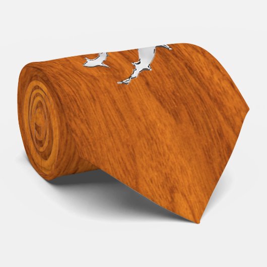 Chrome Diver met haaien op Teak Veneer-stijl Stropdas (Opgerold)