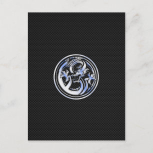 Chrome Dragon Crest dark Carbon Fiber Print Briefkaart