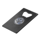 Chrome Dragon Crest dark Carbon Fiber Print Kredietkaart Flessenopener (Voorkant Gekanteld)