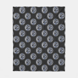 Chrome Dragon Crest in Carbon Fiber Print Fleece Deken