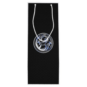 Chrome Dragon Crest in Carbon Fiber Print Wijn Cadeautas