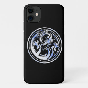 Chrome Dragon Crest on Black Print iPhone 11 Hoesje
