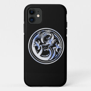 Chrome Dragon Crest on Black Print iPhone 11 Hoesje