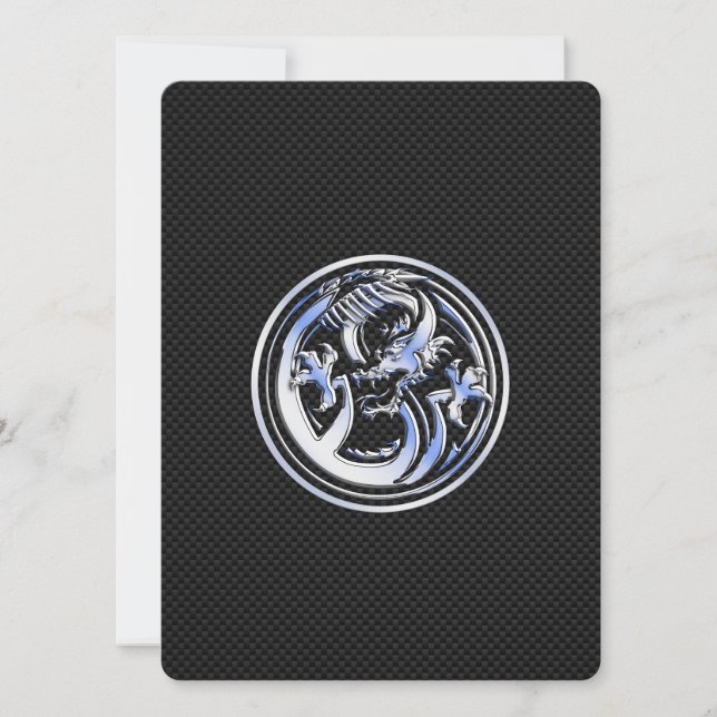 Chrome Dragon Crest on Carbon Fiber Print (Voorkant)