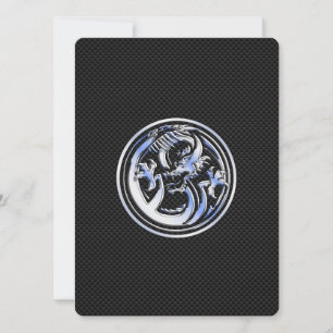 Chrome Dragon Crest on Carbon Fiber Print