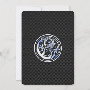 Chrome Dragon Crest on Carbon Fiber Print