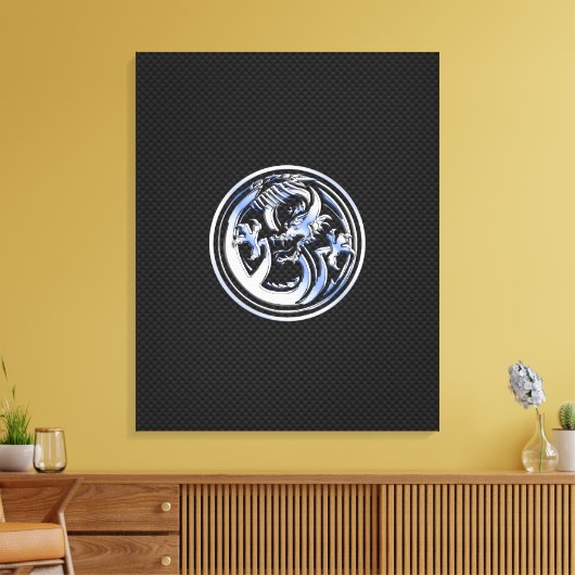 Chrome Dragon Crest sur Carbon Fibres Impression (Insitu(Salon))